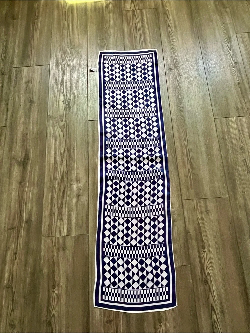 Geometric Navy and White Scarf - 11/30 inches